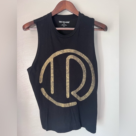 TRUE RELIGION Studio 54 Boyfriend Muscle Sleeveless Tee Tank Woman's Sz XS - Picture 1 of 3